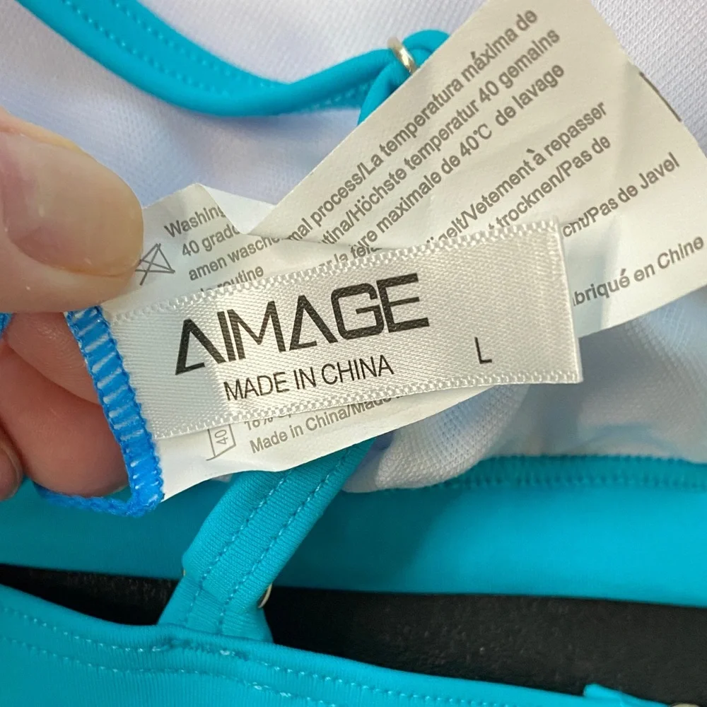 Blue Bikini Set Bathing Suit Swimsuit - Picture 6 of 8